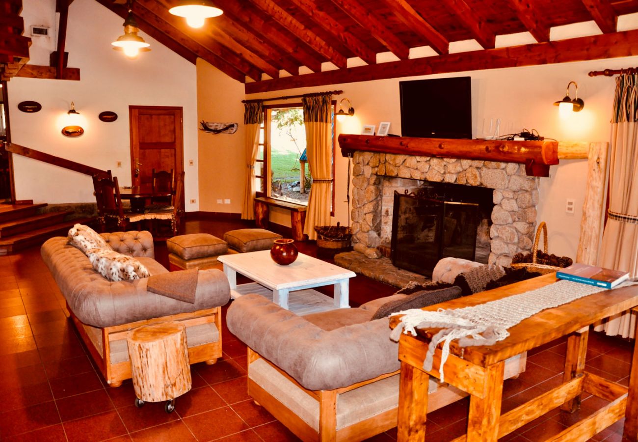 Living con hogar de piedra BOG Pichi Ruca Villa La Angostura